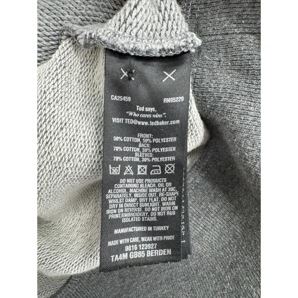 Ted Baker Berden Cardigan Men 3 Grey Shawl Collar Button Knit TA4M GB85